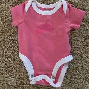 Pink and White Newborn Nike Onesie
